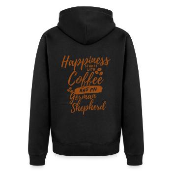 Coffee German-shepherd lover - Unisex Premium Organic Zip Hoodie - black - Back - Nico (187cm)
