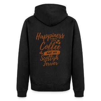 Kaffee Scottish-Terrier Liebhaber - Unisex Premium Bio Zip Hoodie - Schwarz - Hinten - Nico (187cm)