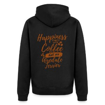 Kaffee Airedale-Terrier-Liebhaber - Unisex Premium Bio Zip Hoodie - Schwarz - Hinten - Nico (187cm)