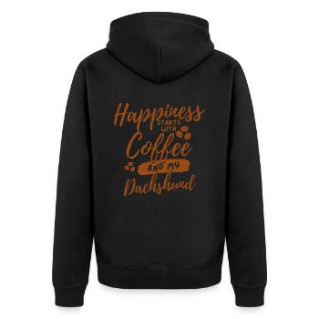 Kaffee Dackel Liebhaber - Unisex Premium Bio Zip Hoodie - Schwarz - Hinten - Nico (187cm)