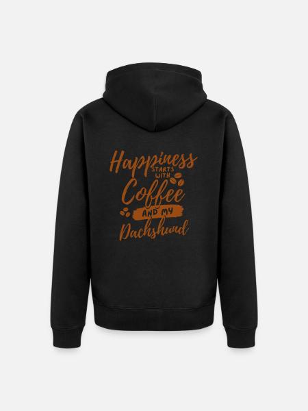 Coffee Dachshund lover - Unisex Premium Organic Zip Hoodie - black