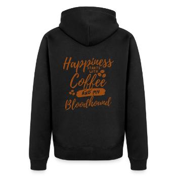 Kaffee Bloodhound Liebhaber - Unisex Premium Bio Zip Hoodie - Schwarz - Hinten - Nico (187cm)
