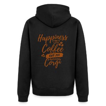 Kaffee Corgi Liebhaber - Unisex Premium Bio Zip Hoodie - Schwarz - Hinten - Nico (187cm)