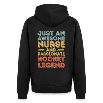 Infirmière Légende du hockey rétro - Veste à capuche bio Premium Unisexe - noir - Dos - Nico (187cm)