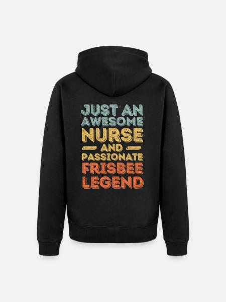 Nurse Frisbee legend retro - Unisex Premium Organic Zip Hoodie - black