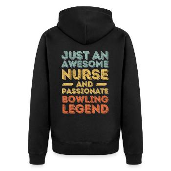 Infirmière Bowling légende rétro - Veste à capuche bio Premium Unisexe - noir - Dos - Nico (187cm)
