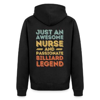 Krankenschwester Billard-Legende retro - Unisex Premium Bio Zip Hoodie - Schwarz - Hinten - Nico (187cm)