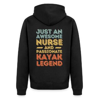 Krankenschwester Kajak Legende retro - Unisex Premium Bio Zip Hoodie - Schwarz - Hinten - Nico (187cm)