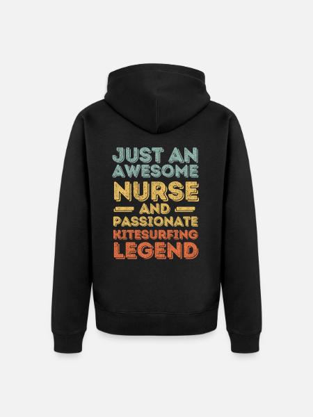 Nurse Kitesurfing legend retro - Unisex Premium Organic Zip Hoodie - black