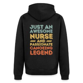 Nurse Canoeing legend retro - Unisex Premium Organic Zip Hoodie - black - Back - Nico (187cm)