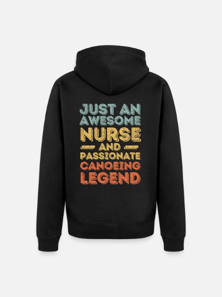 Nurse Canoeing legend retro - Unisex Premium Organic Zip Hoodie - black