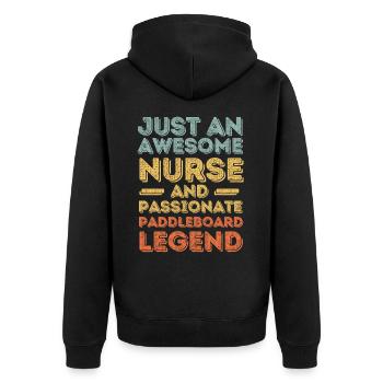 Krankenschwester Paddleboard Legende retro - Unisex Premium Bio Zip Hoodie - Schwarz - Hinten - Nico (187cm)