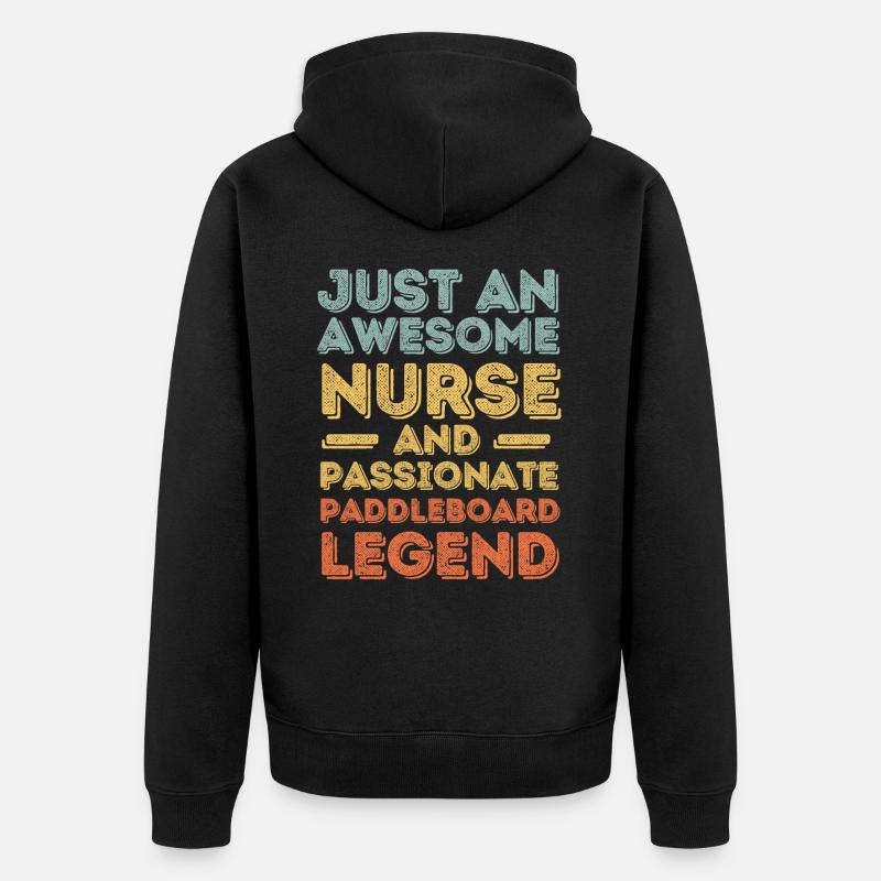 Krankenschwester Paddleboard Legende retro - Unisex Premium Bio Zip Hoodie - Schwarz