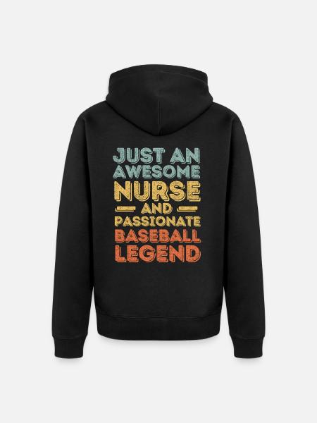 Nurse Baseball legend retro - Unisex Premium Organic Zip Hoodie - black