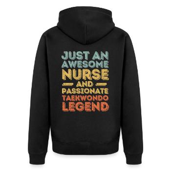 Krankenschwester Taekwondo Legende retro - Unisex Premium Bio Zip Hoodie - Schwarz - Hinten - Nico (187cm)