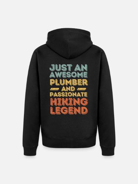 Plumber Hiking legend retro - Unisex Premium Organic Zip Hoodie - black
