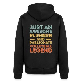 Plumber Volleyball legend retro - Unisex Premium Organic Zip Hoodie - black - Back - Nico (187cm)