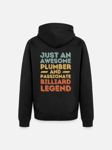 Plumber Billiard legend retro - Unisex Premium Organic Zip Hoodie - black