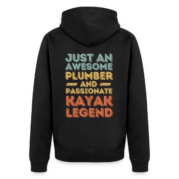 Plumber Kayak legend retro - Unisex Premium Organic Zip Hoodie - black - Back - Nico (187cm)