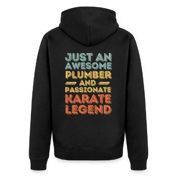 Plumber Karate legend retro - Unisex Premium Organic Zip Hoodie - black - Back - Nico (187cm)
