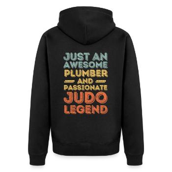 Plumber Judo legend retro - Unisex Premium Organic Zip Hoodie - black - Back - Nico (187cm)