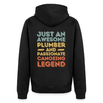 Plumber Canoeing legend retro - Unisex Premium Organic Zip Hoodie - black - Back - Nico (187cm)