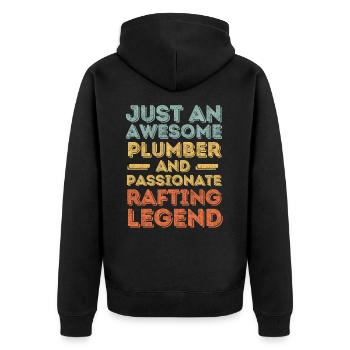 Plumber Rafting legend retro - Unisex Premium Organic Zip Hoodie - black - Back - Nico (187cm)