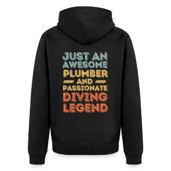 Plumber Diving legend retro - Unisex Premium Organic Zip Hoodie - black - Back - Nico (187cm)