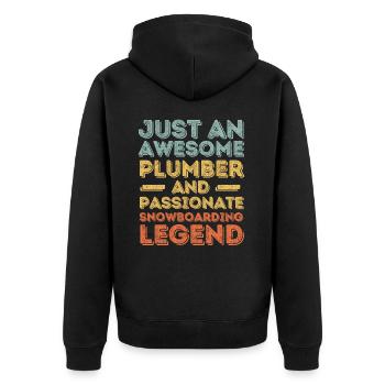Plumber Snowboard legend retro - Unisex Premium Organic Zip Hoodie - black - Back - Nico (187cm)
