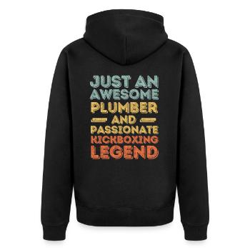 Klempner Kickbox-Legende Retro - Unisex Premium Bio Zip Hoodie - Schwarz - Hinten - Nico (187cm)