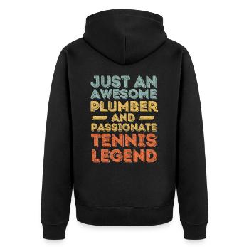 Plumber Tennis legend retro - Unisex Premium Organic Zip Hoodie - black - Back - Nico (187cm)