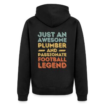 Plumber Football legend retro - Unisex Premium Organic Zip Hoodie - black - Back - Nico (187cm)