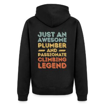 Plumber Climbing legend retro - Unisex Premium Organic Zip Hoodie - black - Back - Nico (187cm)