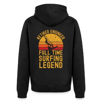 Retired engineer windsurfing legend - Unisex Premium Organic Zip Hoodie - black - Back - Nico (187cm)