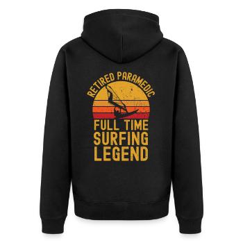 Retired paramedic windsurfing legend - Unisex Premium Organic Zip Hoodie - black - Back - Nico (187cm)