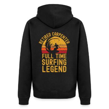 Retired carpenter surfing legend - Unisex Premium Organic Zip Hoodie - black - Back - Nico (187cm)