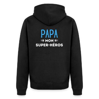 Papa mon super héros - Veste à capuche bio Premium Unisexe - noir - Dos - Nico (187cm)