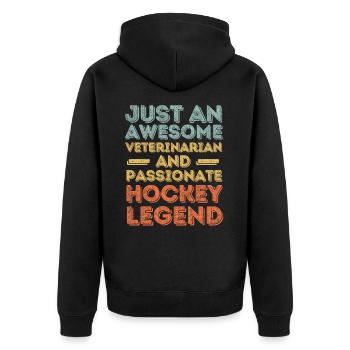 Tierarzt Hockey Legende retro - Unisex Premium Bio Zip Hoodie - Schwarz - Hinten - Nico (187cm)