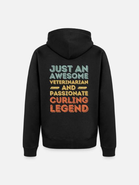 Veterinarian Curling legend retro - Unisex Premium Organic Zip Hoodie - black