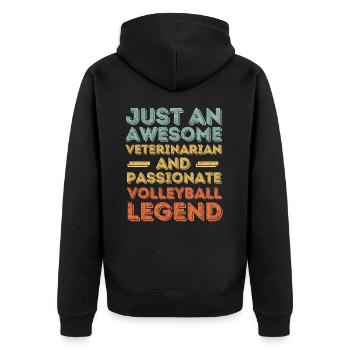 Tierarzt Volleyball Legende retro - Unisex Premium Bio Zip Hoodie - Schwarz - Hinten - Nico (187cm)