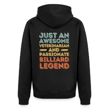 Tierarzt Billard Legende retro - Unisex Premium Bio Zip Hoodie - Schwarz - Hinten - Nico (187cm)