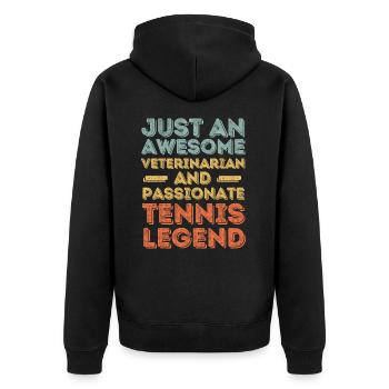 Tierarzt Tennislegende retro - Unisex Premium Bio Zip Hoodie - Schwarz - Hinten - Nico (187cm)