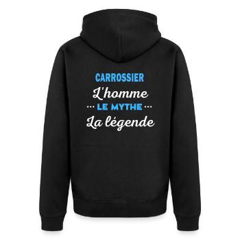 CARROSSIER homme mythe légende - Veste à capuche bio Premium Unisexe - noir - Dos - Nico (187cm)