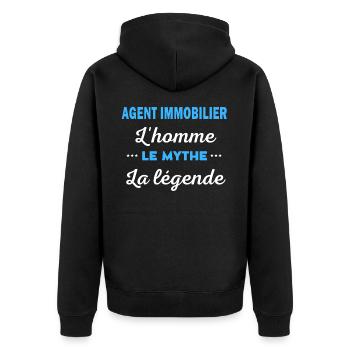 AGENT IMMOBILIER homme mythe légende - Veste à capuche bio Premium Unisexe - noir - Dos - Nico (187cm)