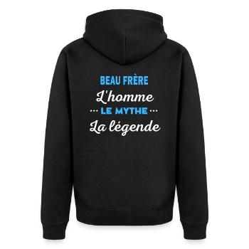 BEAU FRÈRE homme mythe légende - Veste à capuche bio Premium Unisexe - noir - Dos - Nico (187cm)