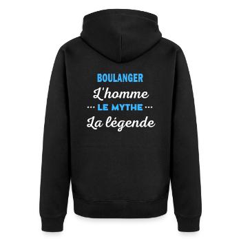 BOULANGER homme mythe légende - Veste à capuche bio Premium Unisexe - noir - Dos - Nico (187cm)