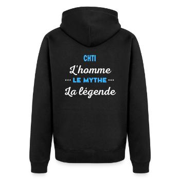 CHTI homme mythe légende - Veste à capuche bio Premium Unisexe - noir - Dos - Nico (187cm)