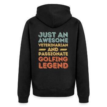 Tierarzt Golflegende retro - Unisex Premium Bio Zip Hoodie - Schwarz - Hinten - Nico (187cm)