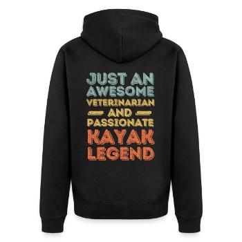 Tierarzt Kajak Legende retro - Unisex Premium Bio Zip Hoodie - Schwarz - Hinten - Nico (187cm)
