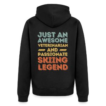 Tierarzt Skilegende retro - Unisex Premium Bio Zip Hoodie - Schwarz - Hinten - Nico (187cm)